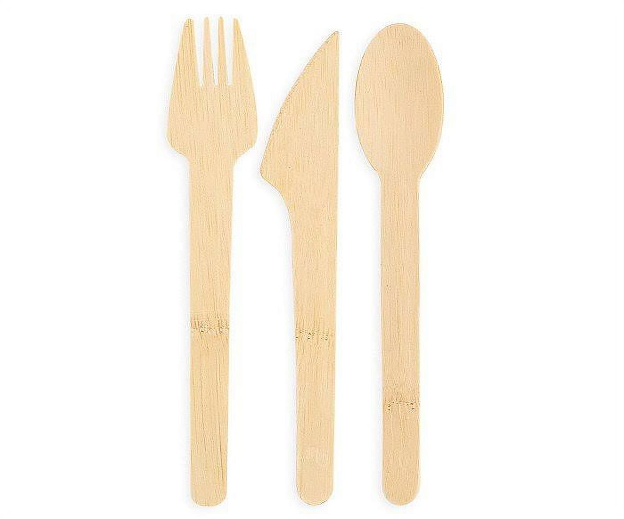 Bambu Utensils 24 pack Bamboo Fork Spoon Knife