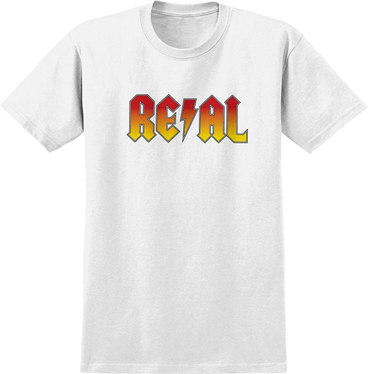 REAL DEEDS HIGHWAY TO HELL SS TSHIRT SMALL WHITE/RED YEL FADE