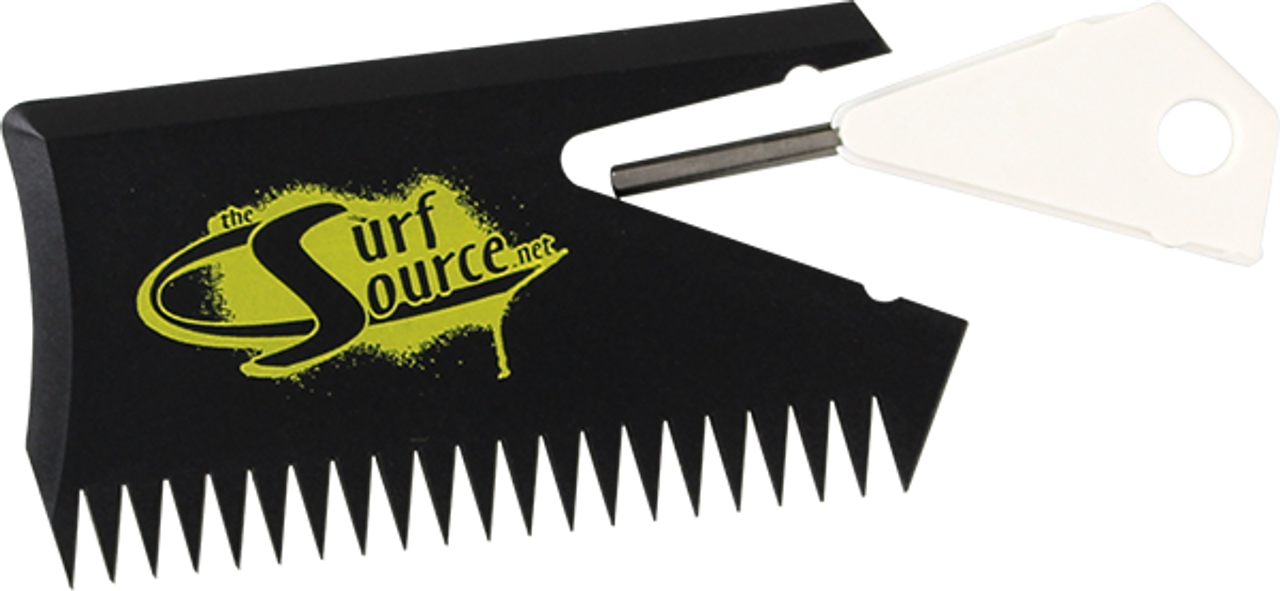 SURF SOURCE WAX COMB & FIN KEY BLK/YEL/WHT