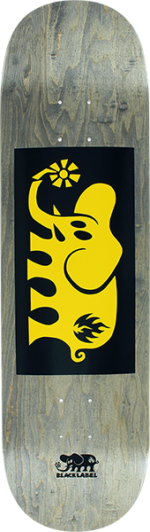 BLACK LABEL ELEPHANT BLOCK SKATEBOARD DECK 8.5 BLK STAIN/BLK/YEL