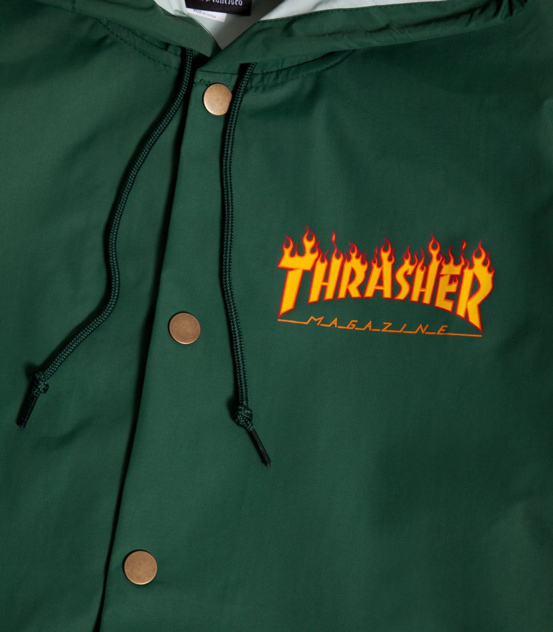 Thrasher Flame Logo Coaches Jacket Forest Green