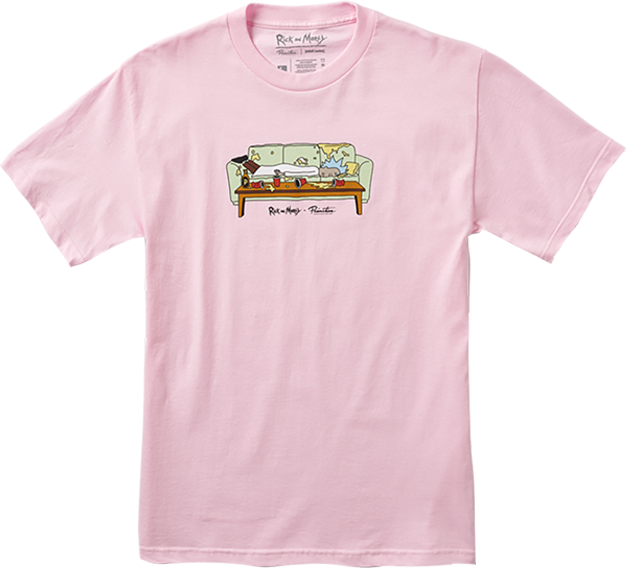 PRIMITIVE RICK and MORTY LIGHTS OUT SS TSHIRT SMALL PINK