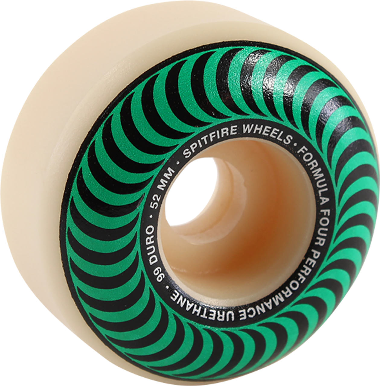 SPITFIRE F4 99a CLASSIC SWIRL 52mm WHT W/GREEN WHEELS SET