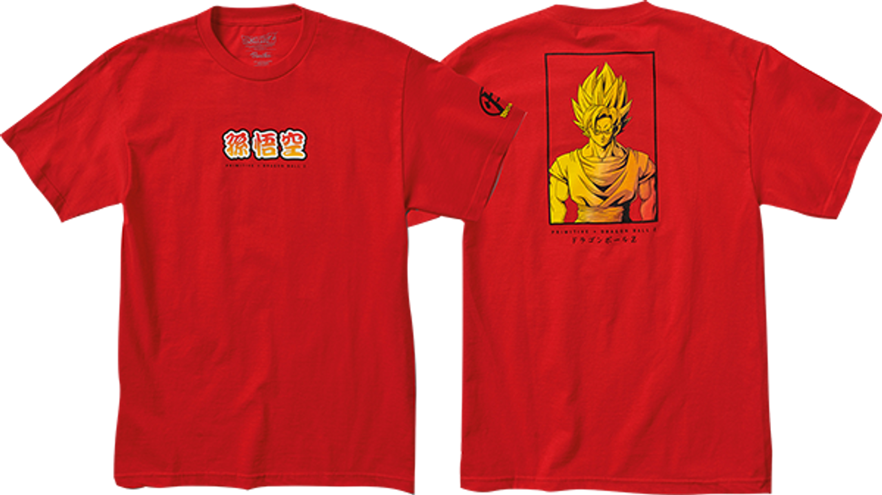 PRIMITIVE DBZ GOKU SAIYAN STYLE SS TSHIRT SMALL RED