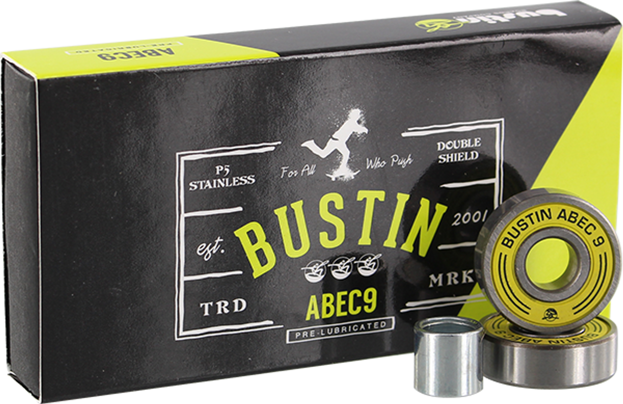 BUSTIN ABEC-9 SPEED BEARINGS SIL/YEL - SET OF 8PCS