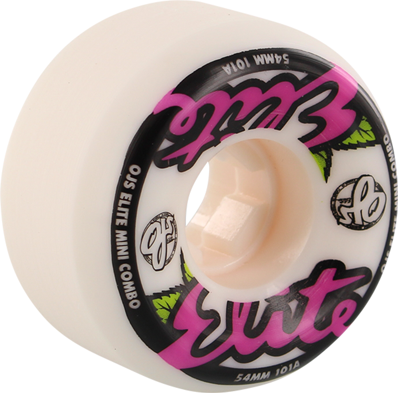 OJ ELITE MINI COMBOS 54mm 101a WHT W/PINK WHEELS SET