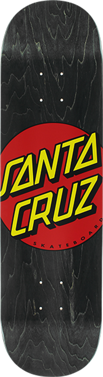 SANTA CRUZ CLASSIC DOT WIDE TIP SKATE DECK-8.0 BLK/RED/YEL w/MOB Grip