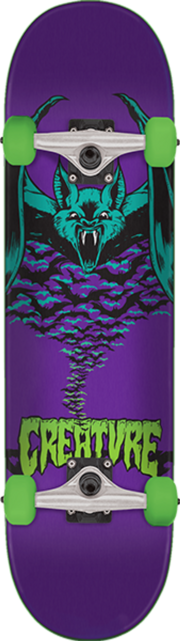 CREATURE BAT SKATEBOARD COMPLETE-7.75 PUR/GRN