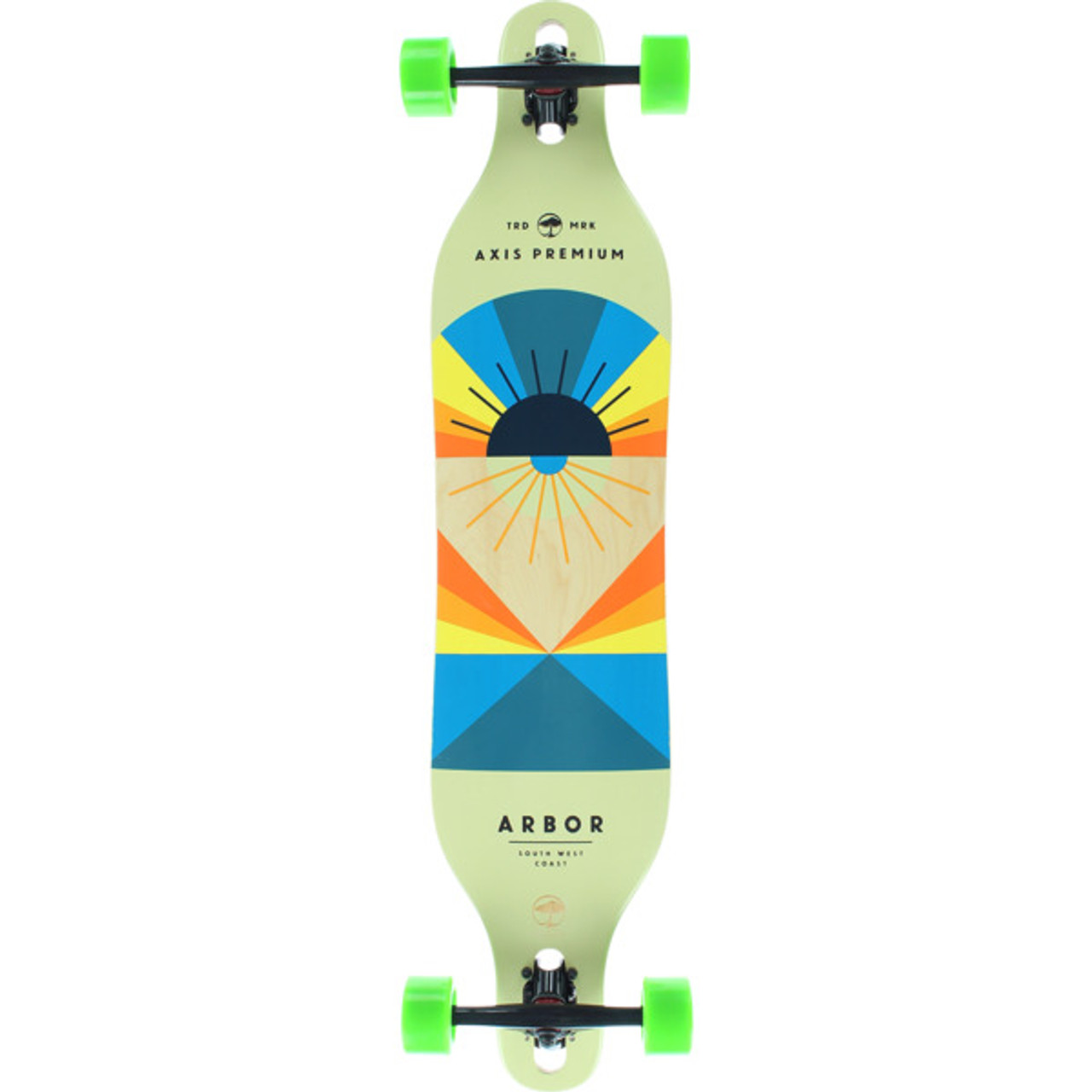 Arbor Flagship Premium Genesis 38 Longboard Complete Green Tan 9.25 x 38