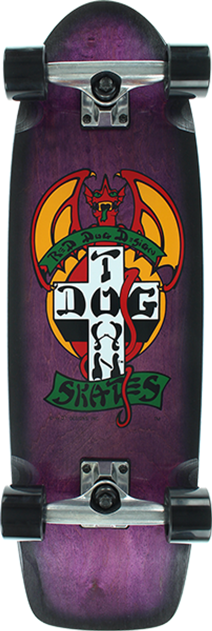 DOGTOWN OG RIDER REDDOG SKATEBOARD COMPLETE-9x30.57 TRANS.PUR/BLK