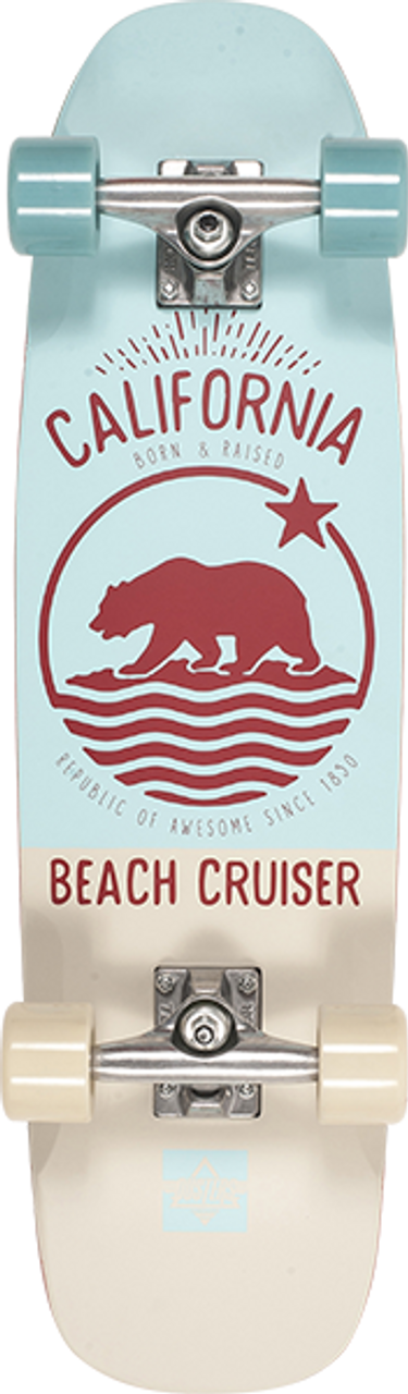 DUSTERS BEACH CRUISER SKATEBOARD COMPLETE-8x29 BLU/TAN/RED