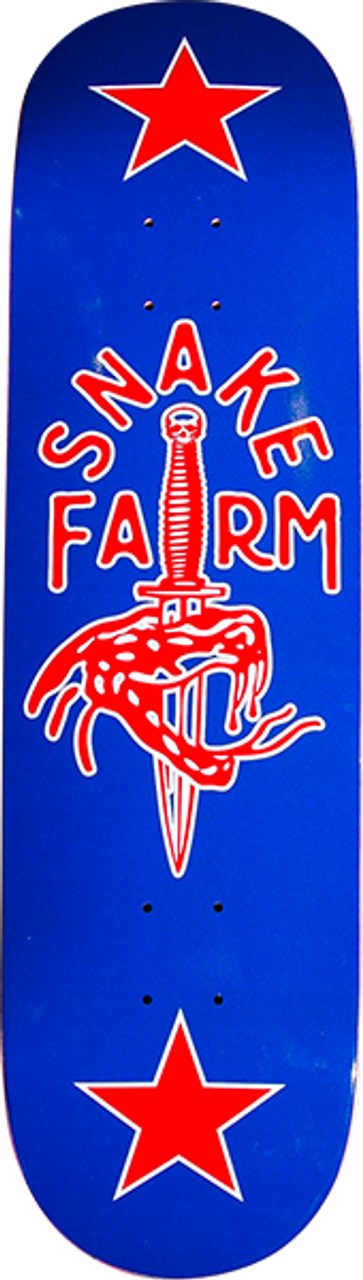 SNAKE FARM BOOM STICK SKATE DECK-8.0 RED/WHT/BLU