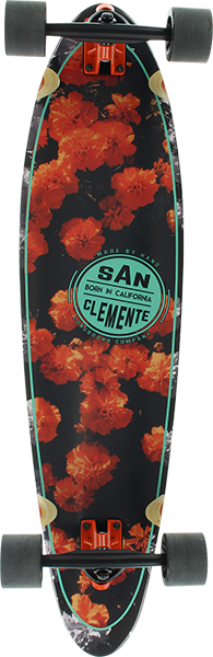 SAN CLEMENTE ORANGE BLOSSOM SQUASHTAIL SKATEBOARD COMPLETE 9x36