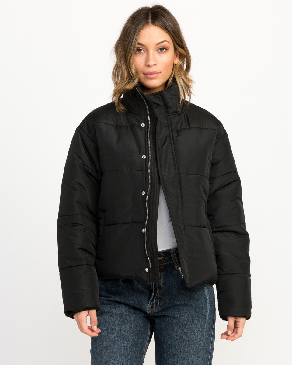 Rvca Eezeh Puffer Jacket Womens Black 