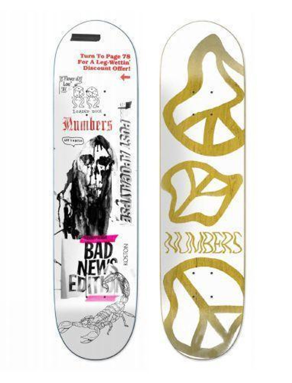 Numbers Koston Skateboard Deck Edition 5 White Black 8.25