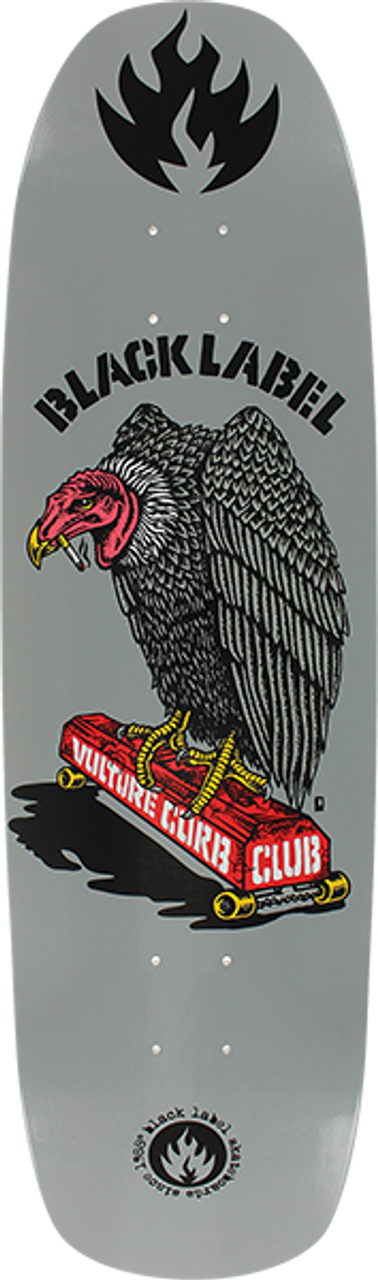 BLACK LABEL VULTURE CURB CLUB SKATE DECK-8.88x32.25 GREY DIP