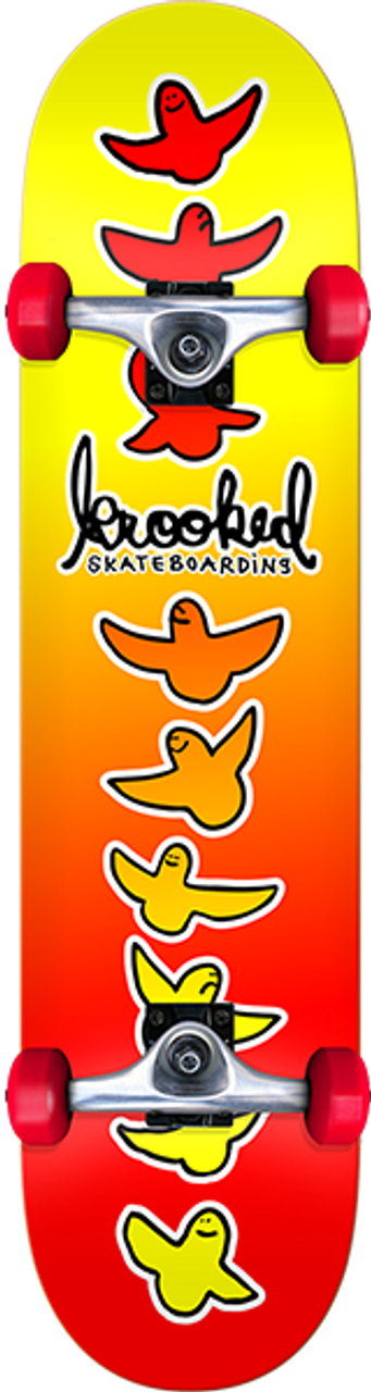 KROOKED BIRDICAL FADES SKATEBOARD COMPLETE-8.0 YEL/RED