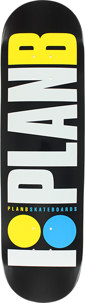 PLAN B OG NEON SKATEBOARD DECK-8.25 BLK/WHT/YEL/BLU