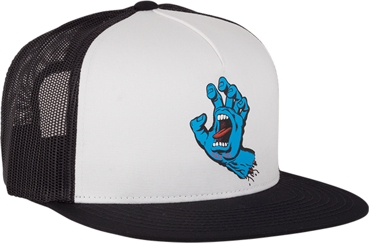 SANTA CRUZ SCREAMING HAND MESH HAT ADJ-WHT/BLK