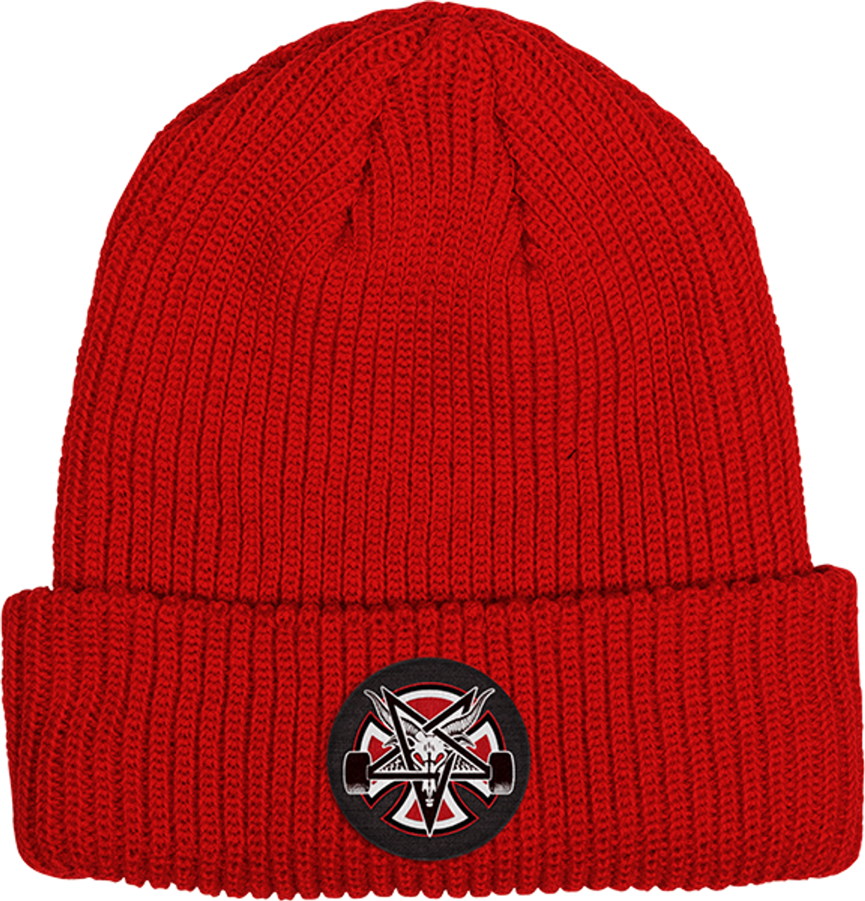 INDEPENDENT THRASHER PENTAGRAM CROSS BEANIE LIPSTICK RED