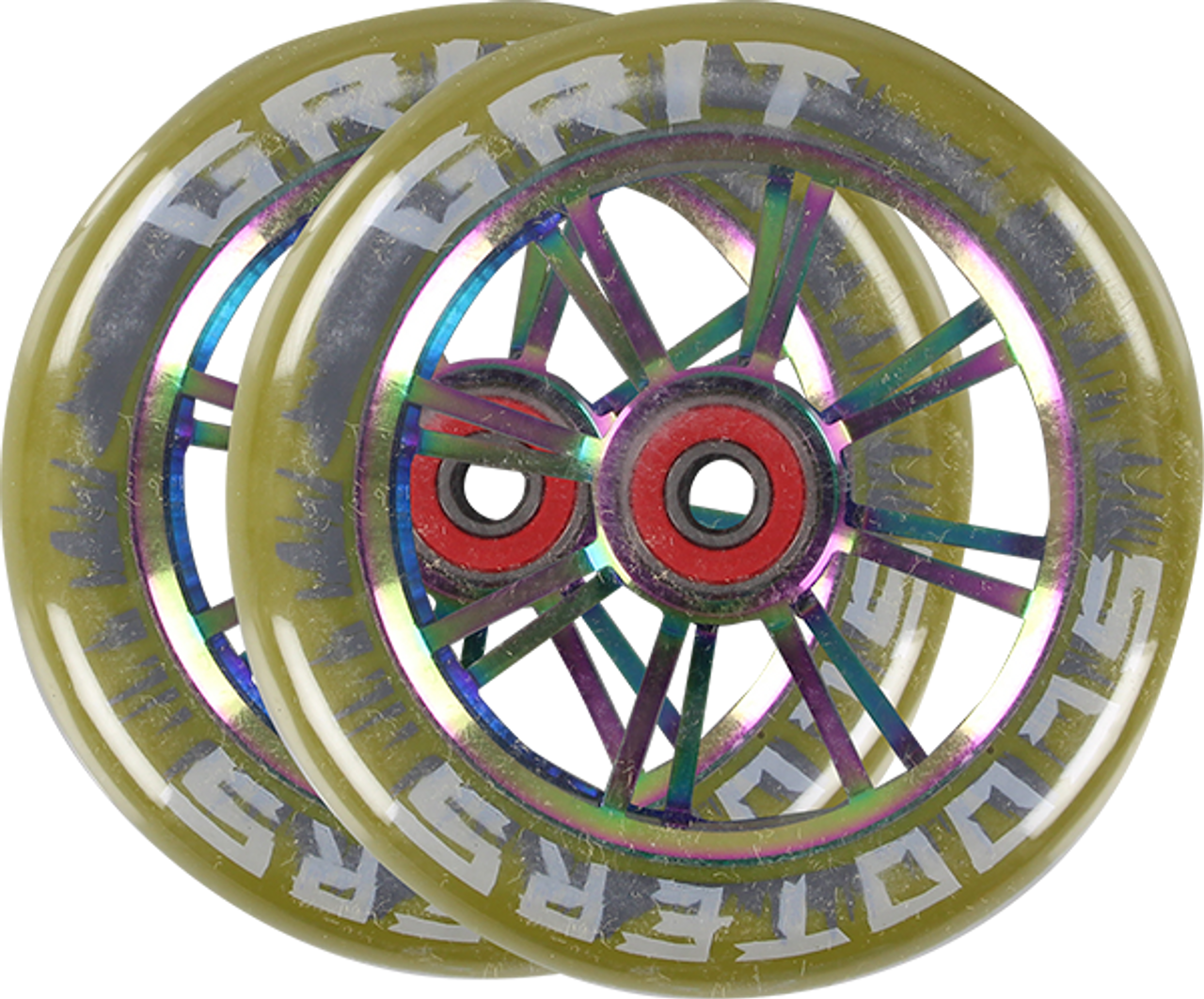 GRIT 6-SPOKE WHEELS 2PK PAIR 110mm GUM/NEO CHROME