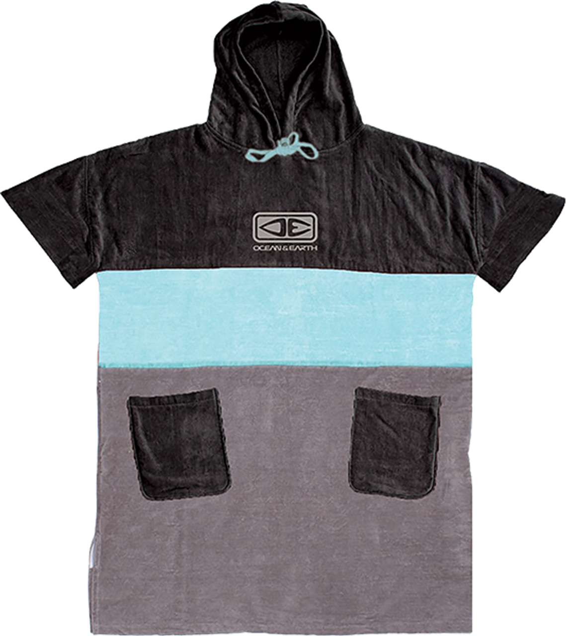 OCEAN & EARTH MENS STRIKE HOODED PONCHO ICE BLUE/GREY/BLK