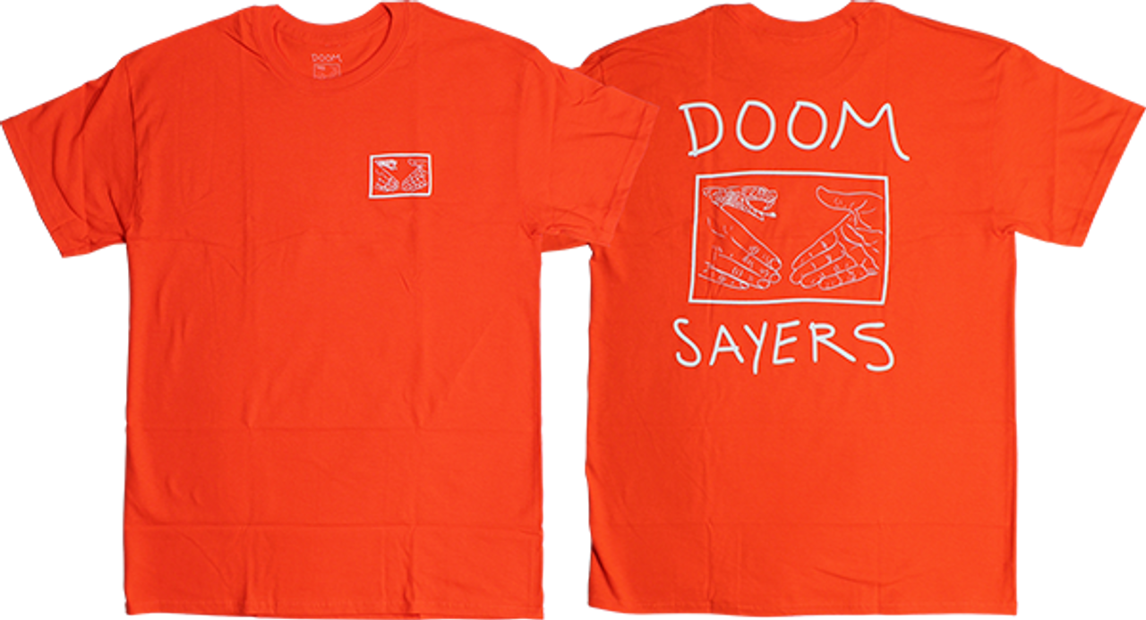 DOOM SAYERS SNAKE SHAKE SS TSHIRT SMALL ORANGE/WHT