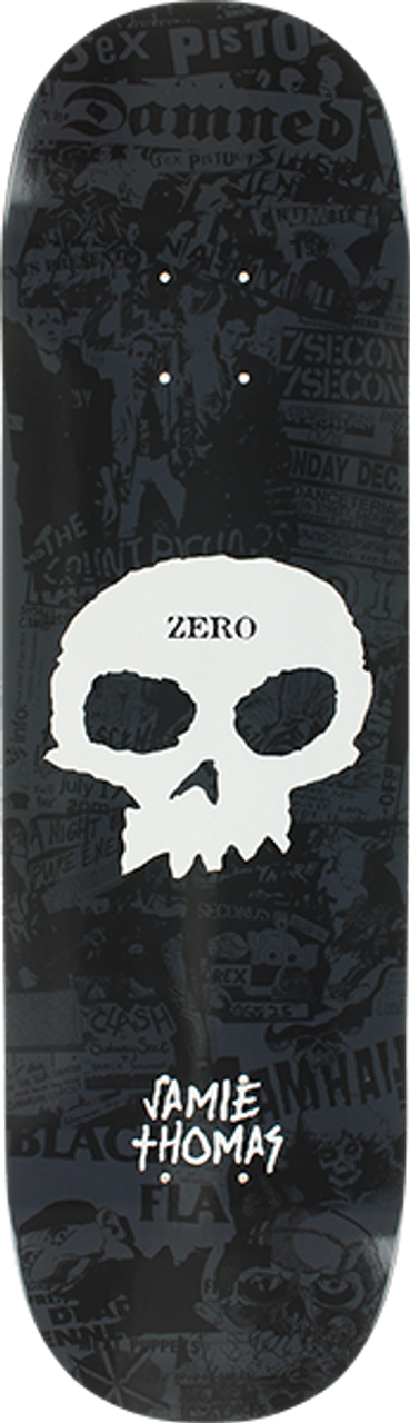 ZERO THOMAS PUNK BAND SKULL SKATE DECK-8.37 BLK/WHT