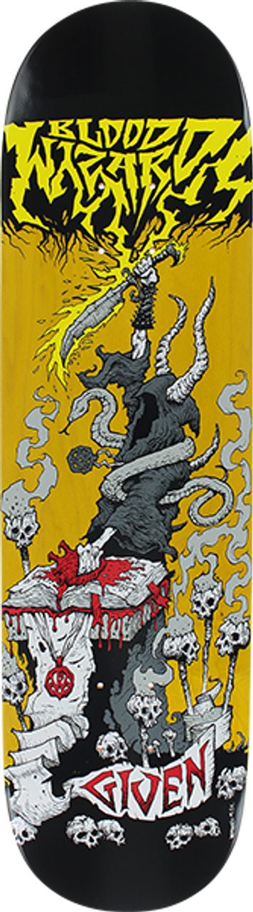 BLOOD WIZARD GIVEN BATTLE SKATE DECK-8.25 YELLOW STAIN