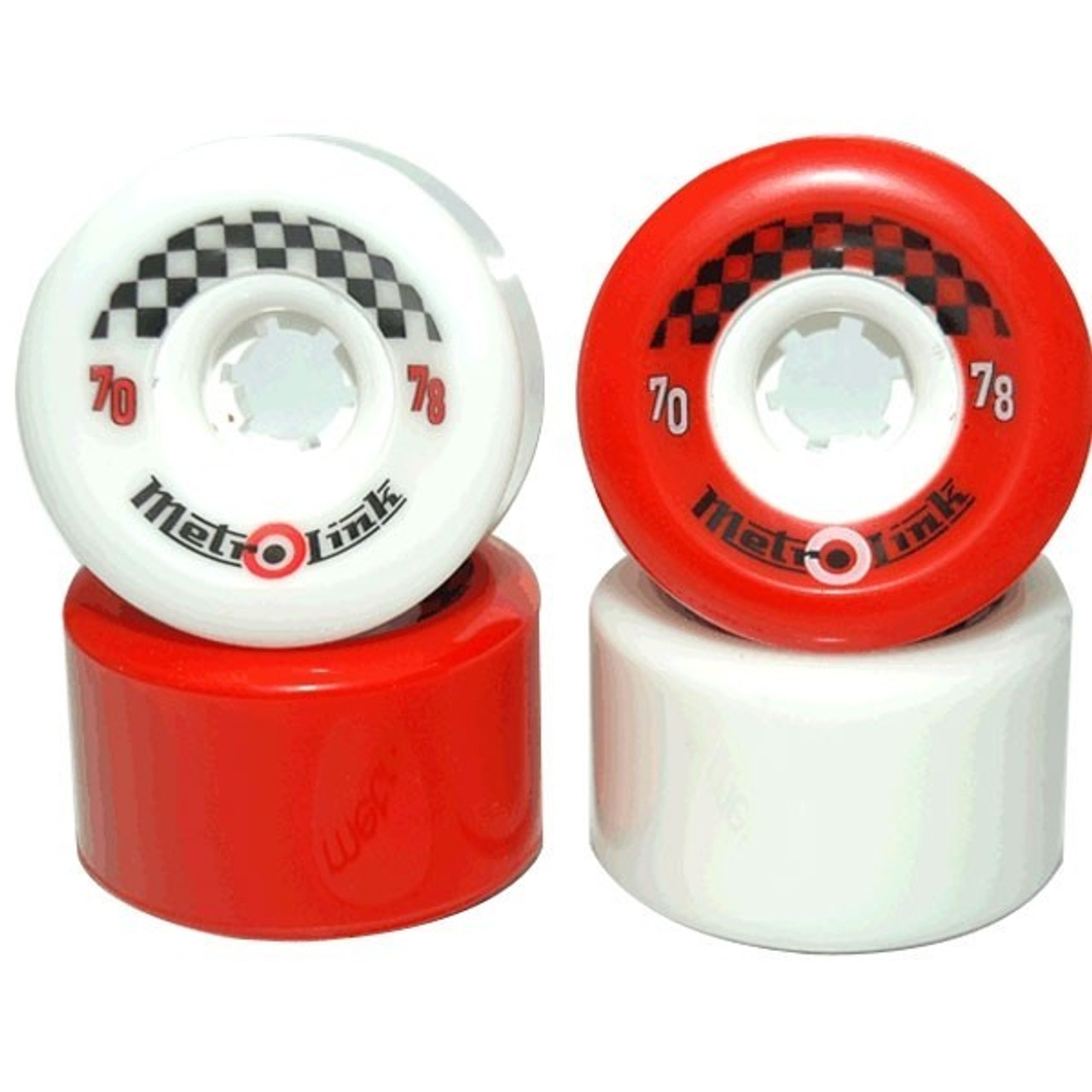 Metro Link Skate Wheels Set White Red Mix 78mm/70a