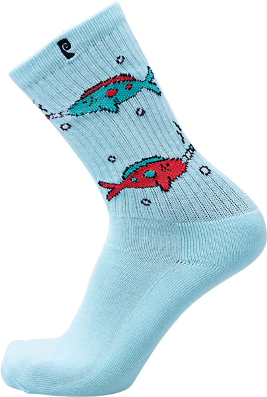 PSOCKADELIC DICKSON FISH CREW SOCKS BLUE 1pr