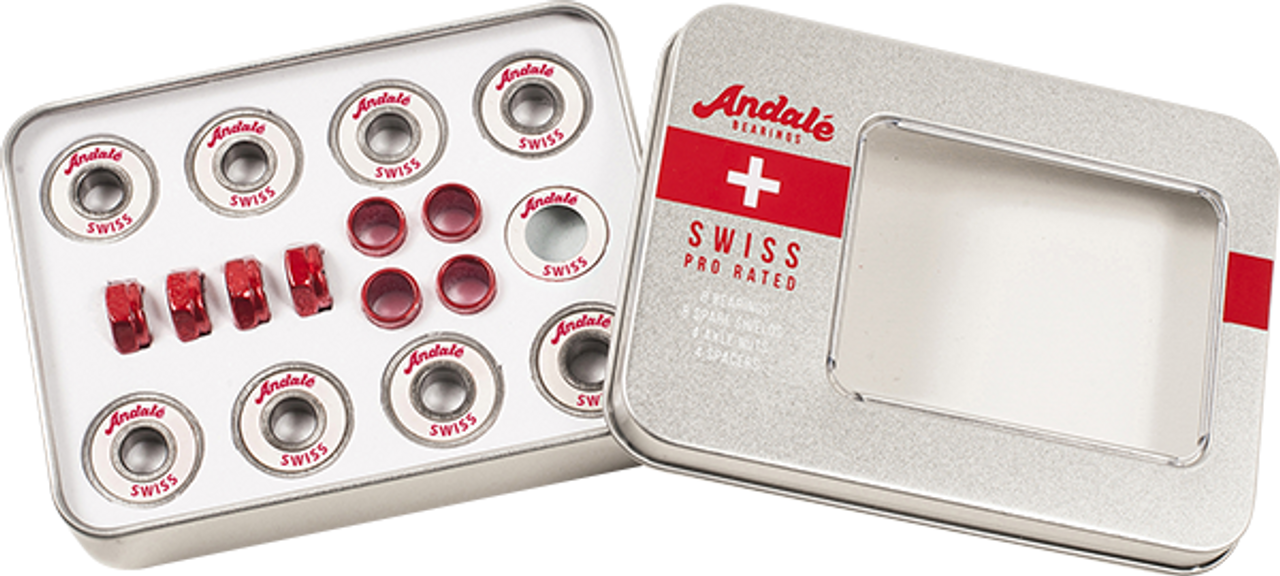 ANDALE SWISS TIN BOX BEARINGS SET SIL/WHT/RED