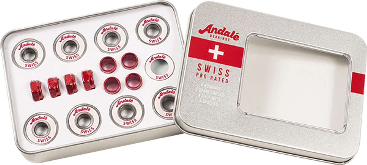 ANDALE SWISS TIN BOX BEARINGS SIL/WHT W/RED