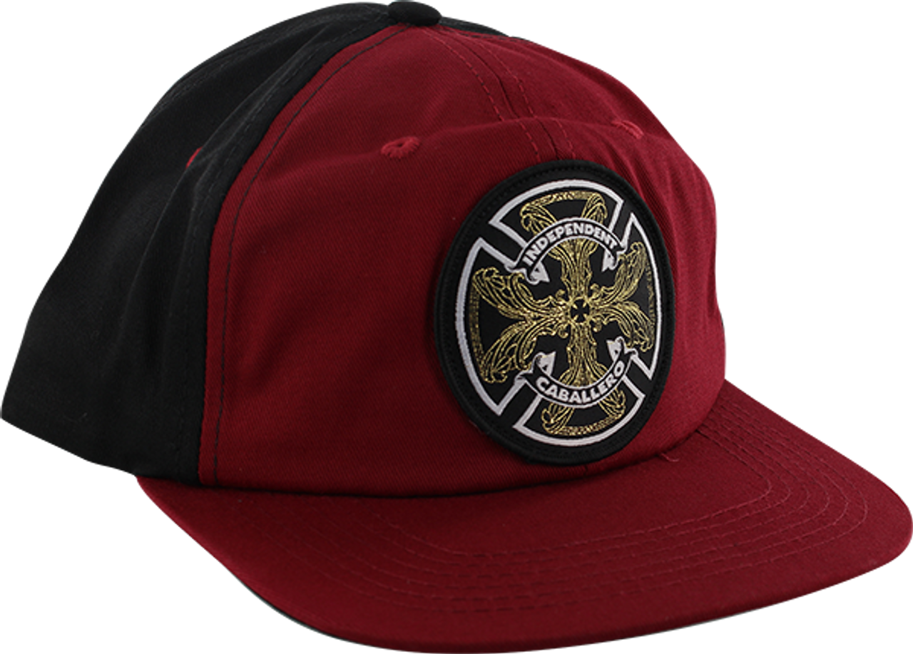 INDEPENDENT CABALLERO FLOURISH HAT ADJ-BLK/MAROON