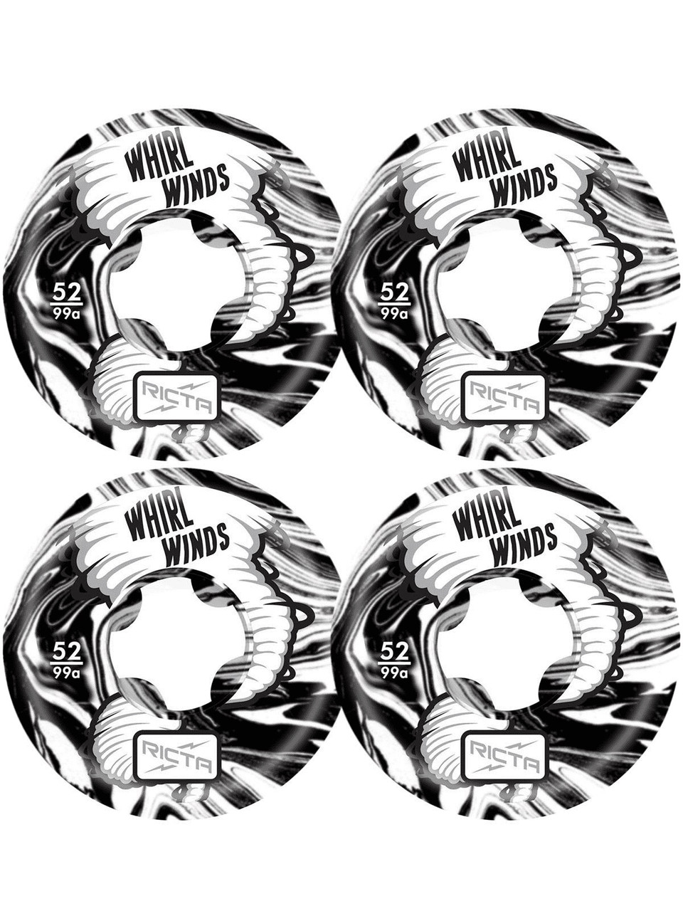 Ricta Whirlwinds Wheels Set Black Whie Swirl 52mm/99a