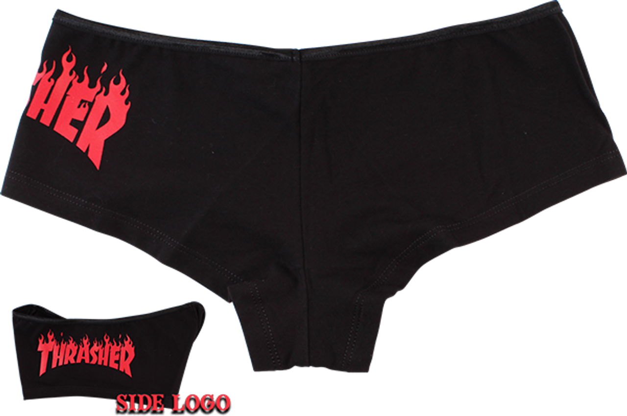 THRASHER GIRLS FLAME HOT SHORTS MEDIUM BLACK/RED