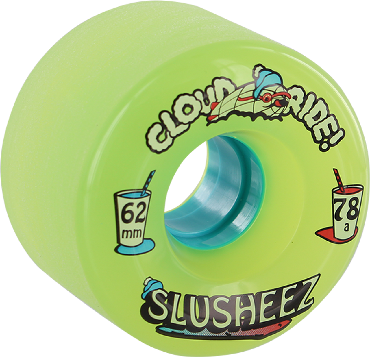 CLOUD RIDE! SLUSHEEZ 62mm 78a LIME WHEELS SET