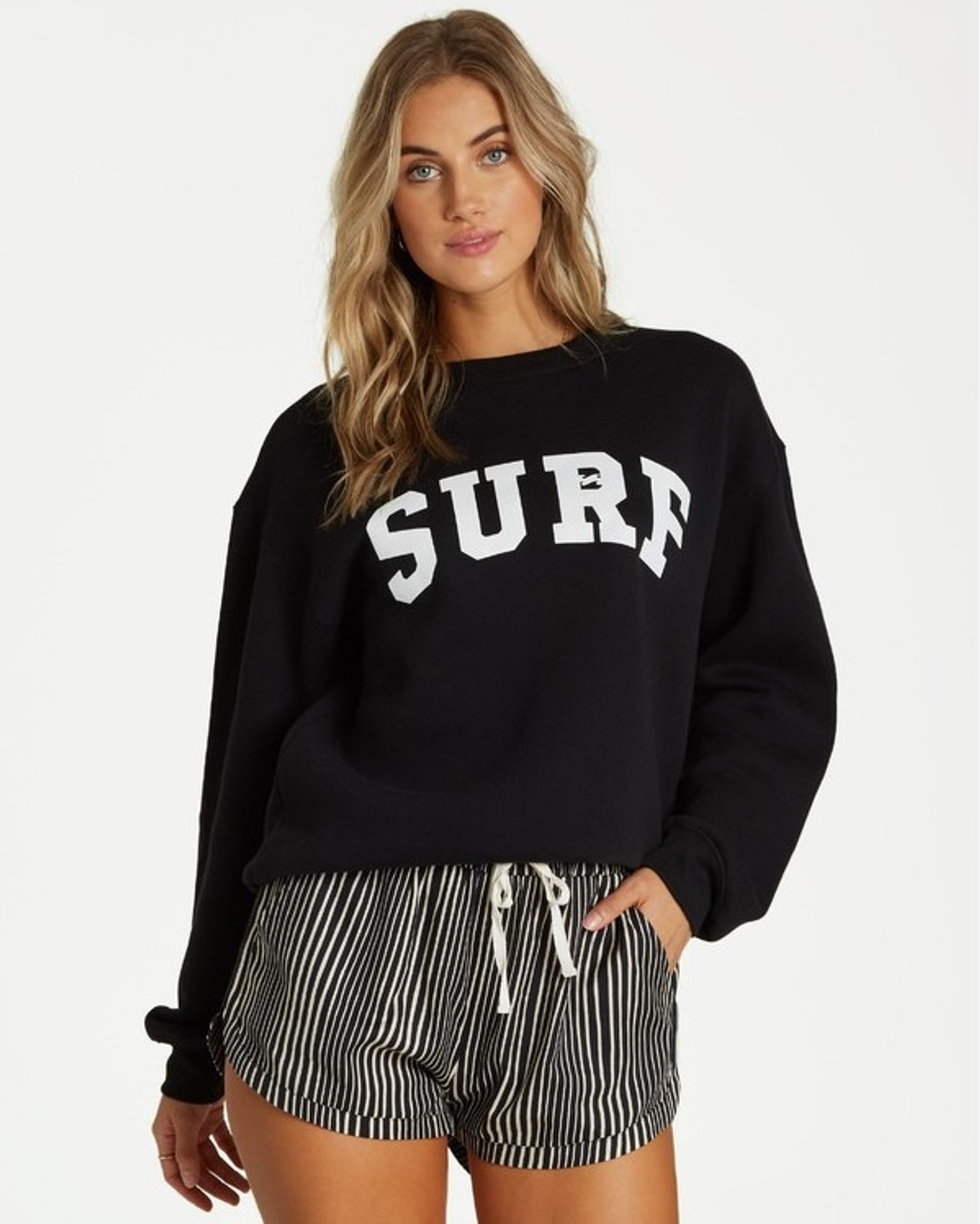 Billabong Surf Tribe Crewneck Sweatshirt Womens Black White