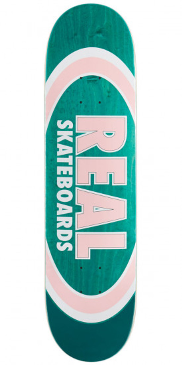 Real Dual Oval Skate Deck Green Pink 8.06