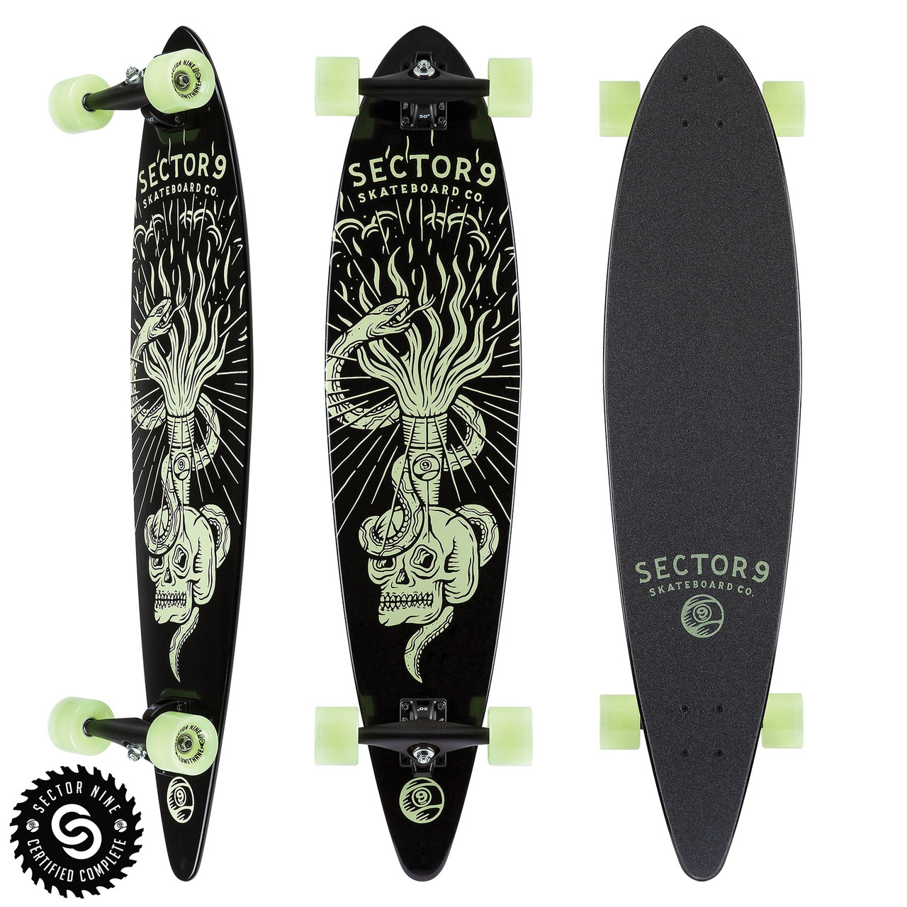 Sector 9 LumiSkate Basilik Skateboard Complete Black Green 9.25x40