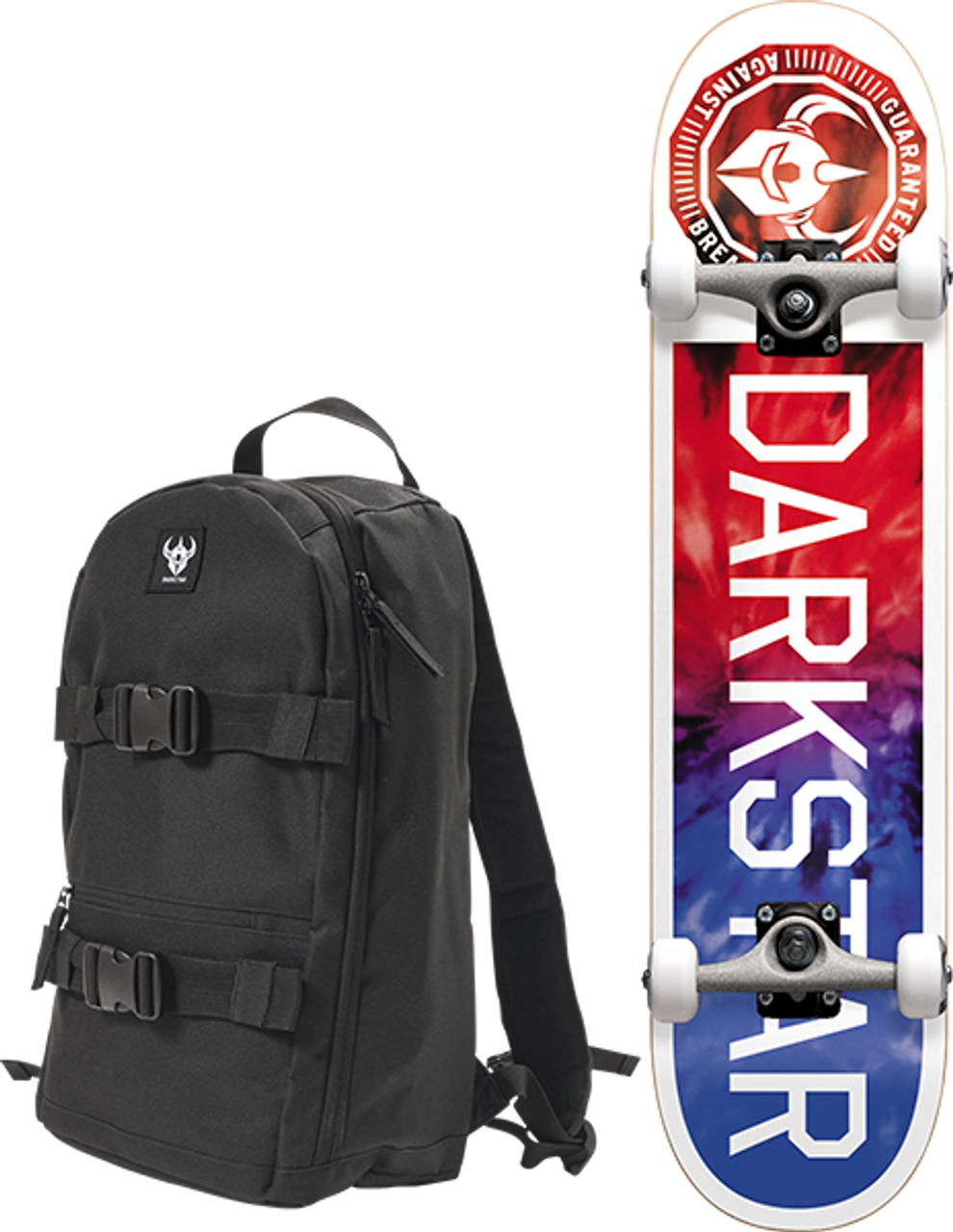 DARKSTAR TIMEWORKS SKATEBOARD COMPLETE/BACKPACK-7.75 RED/BLU DYE