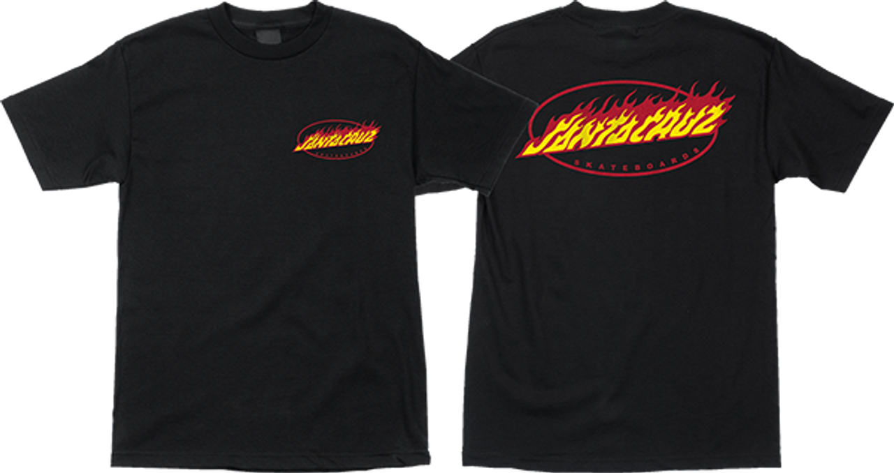 SANTA CRUZ OVAL FLAME DOT SS TSHIRT XLARGE BLACK