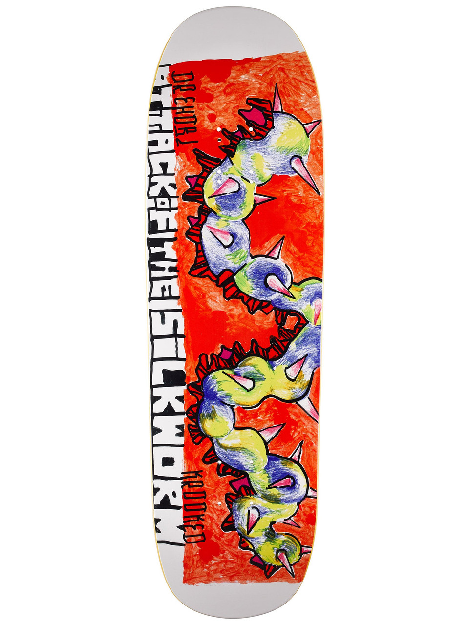 Krooked Dan Drehobl スケートボード コンプリート Krooked Drehobl Sickworm Skateboard Deck White Orange 9.25