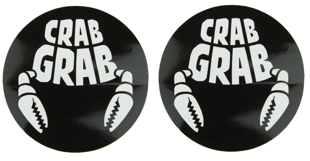 Crab Grab Classic Logo Sticker Round Black White 4inch ( 2 pack )