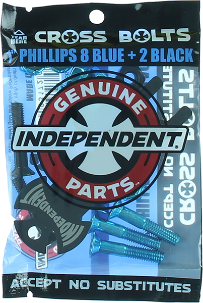 INDEPENDENT CROSS BOLTS W/TOOL 1" PHILLIPS BLK/BLUE 1set