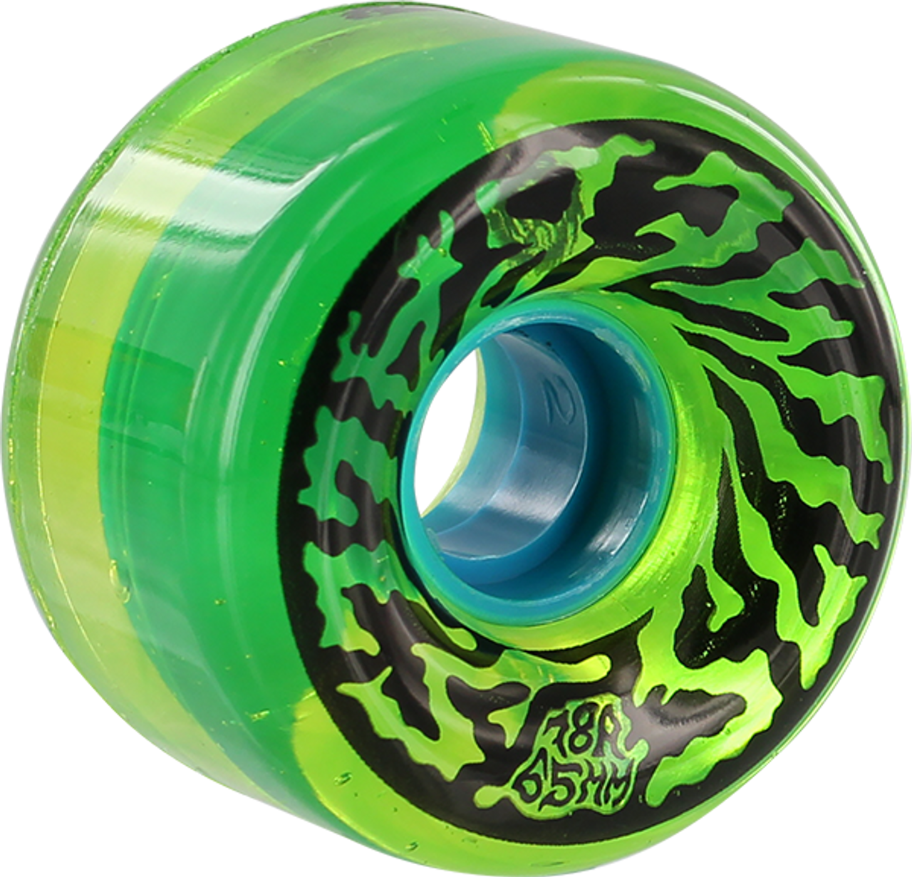 SANTA CRUZ SLIMEBALLS SWIRLY 65mm 78a TRANS GREEN Wheels Set