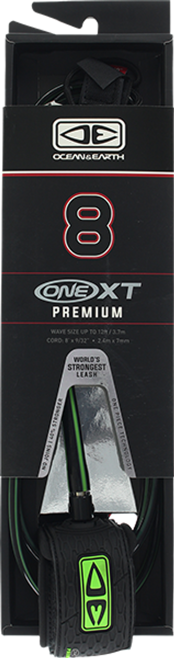 O&E ONE XT PREMIUM LEASH 8' BLK/LIME