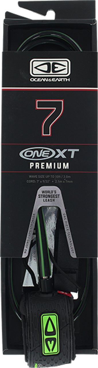 O&E ONE XT PREMIUM LEASH 7' BLK/LIME