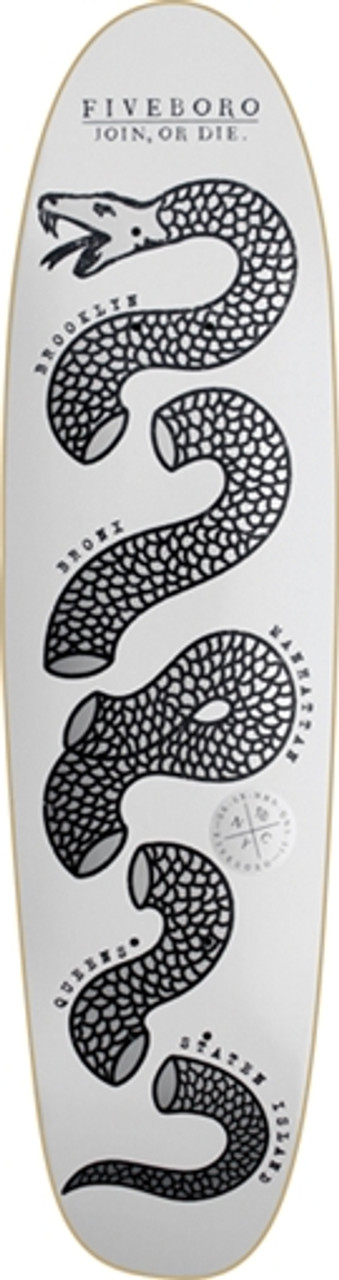 5BORO JOIN OR DIE CRUISER Skateboard Deck-7.6x29 WHT SIL