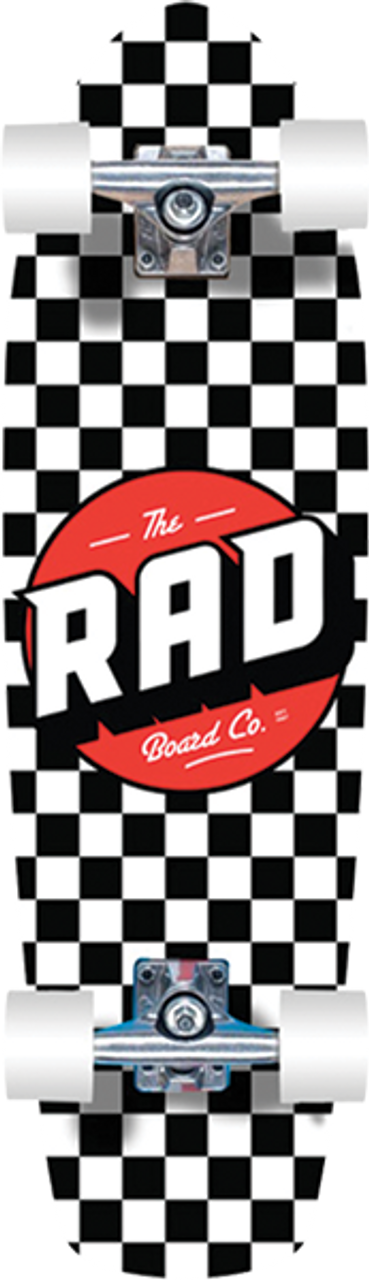 RAD RETRO ROLLER SKATEBOARD COMPLETE 7.9X28 CHECKERS BLK/WHT